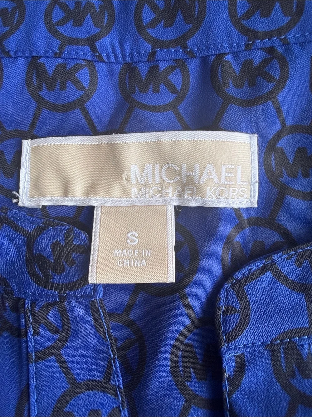 Michael Kors Royal Blue Logo-Print Button-Front Shirt